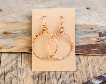 HANDCRAFTED COPPER HOOP Earrings - Hand forged Copper Hoop Earrings - Minimalist Hoop Earrings - Handmade Hoop Earrings