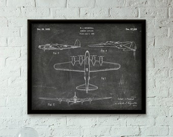 Bombing Airplane Patent Print - 1935 - Poster Wall art Illustration Print Art Home Decor Vintage Patent - SKU 0338