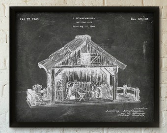Christmas Crib Patent Print - 1940 - Poster Wall art Illustration Print Art Home Decor Vintage Patent - SKU 0207