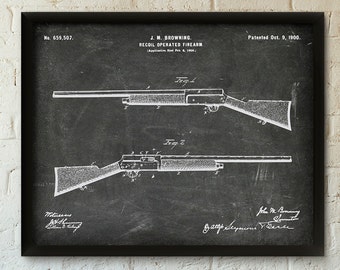 Recoil Operating Firearm Patent Print - 1900 - Poster Wall art Illustration Print Art Home Decor Vintage Patent - SKU 0223