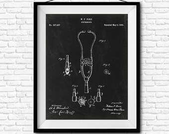 Stethoscope Patent Print- 1882 - Poster Wall art Illustration Print Art Home Decor Gift Vintage Patent - SKU 0096