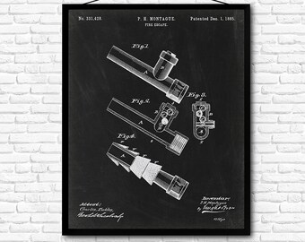 Fire Escape Patent Print - 1885 - Poster Wall art Illustration Print Art Home Decor Vintage Patent - SKU 0235