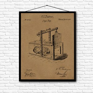 Cage Trap Patent Print- 1870 - Poster Wall art Illustration Print Art Home Decor Gift Vintage Patent - SKU 0010