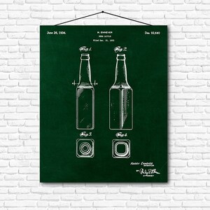 Beer Bottle Patent Print- 1934 - Poster Wall art Illustration Print Art Home Decor Gift Vintage Patent - SKU 0082