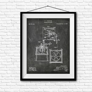 Washing Machine Patent Print - 1887 - Poster Wall art Illustration Print Art Home Decor Gift Vintage Patent - SKU 0399