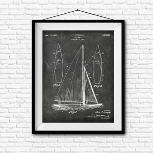 Sail Boat Patent Print - 1927 - Poster Wall art Illustration Print Art Home Decor Vintage Patent - SKU 0144