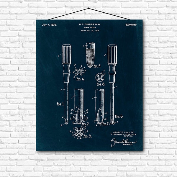 Screw Driver Patent Print- 1936 - Poster Wall art Illustration Print Art Home Decor Gift Vintage Patent - SKU 0069