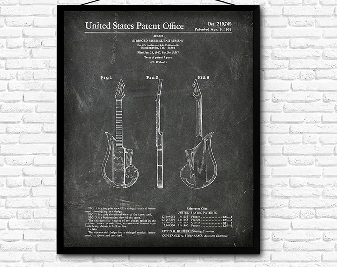 Bridge for Stringed Musical Instruments Patent Print Poster - 1955 ...