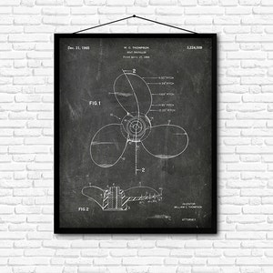 Boat Propeller  Patent Print- 1965 - Poster Wall art Illustration Print Art Home Decor Gift Vintage Patent - SKU 0025