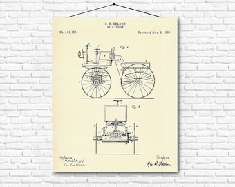 Road Engine Patent Print- 1895 - Poster Wall art Illustration Print Art Home Decor Gift Vintage Patent - SKU 0050