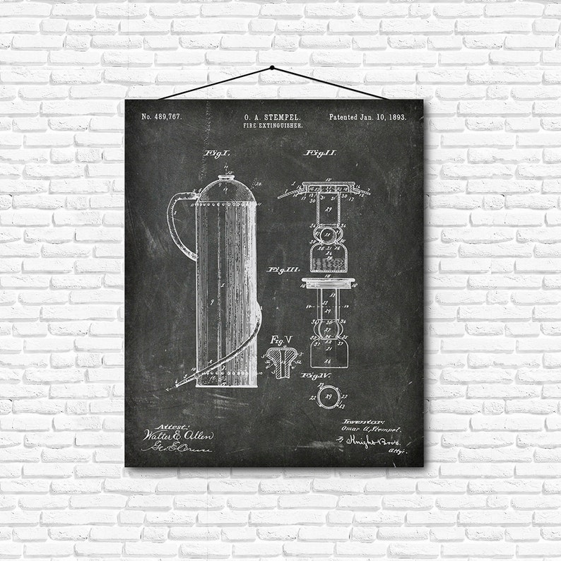 1893 Poster Wall art Illustration Print Art Home Decor Vintage Patent SKU 0263 Fire Extinguisher Patent Print