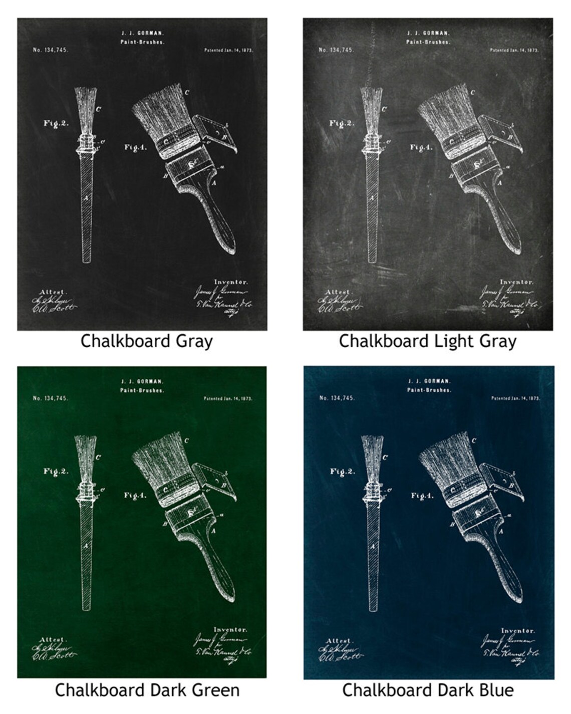 Paint Brushes Patent Print 1873 Poster Wall Art Etsy
