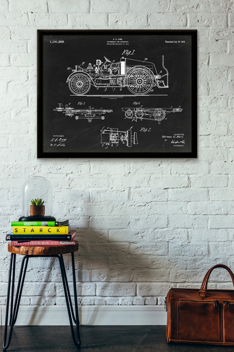 Automobile Fire Apparatus Patent Print 1916 Poster Wall Art - Etsy