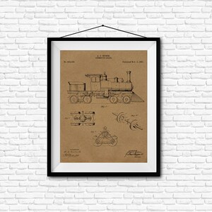 Locomotive Engine Patent Print- 1891 - Poster Wall art Illustration Print Art Home Decor Gift Vintage Patent - SKU 0048
