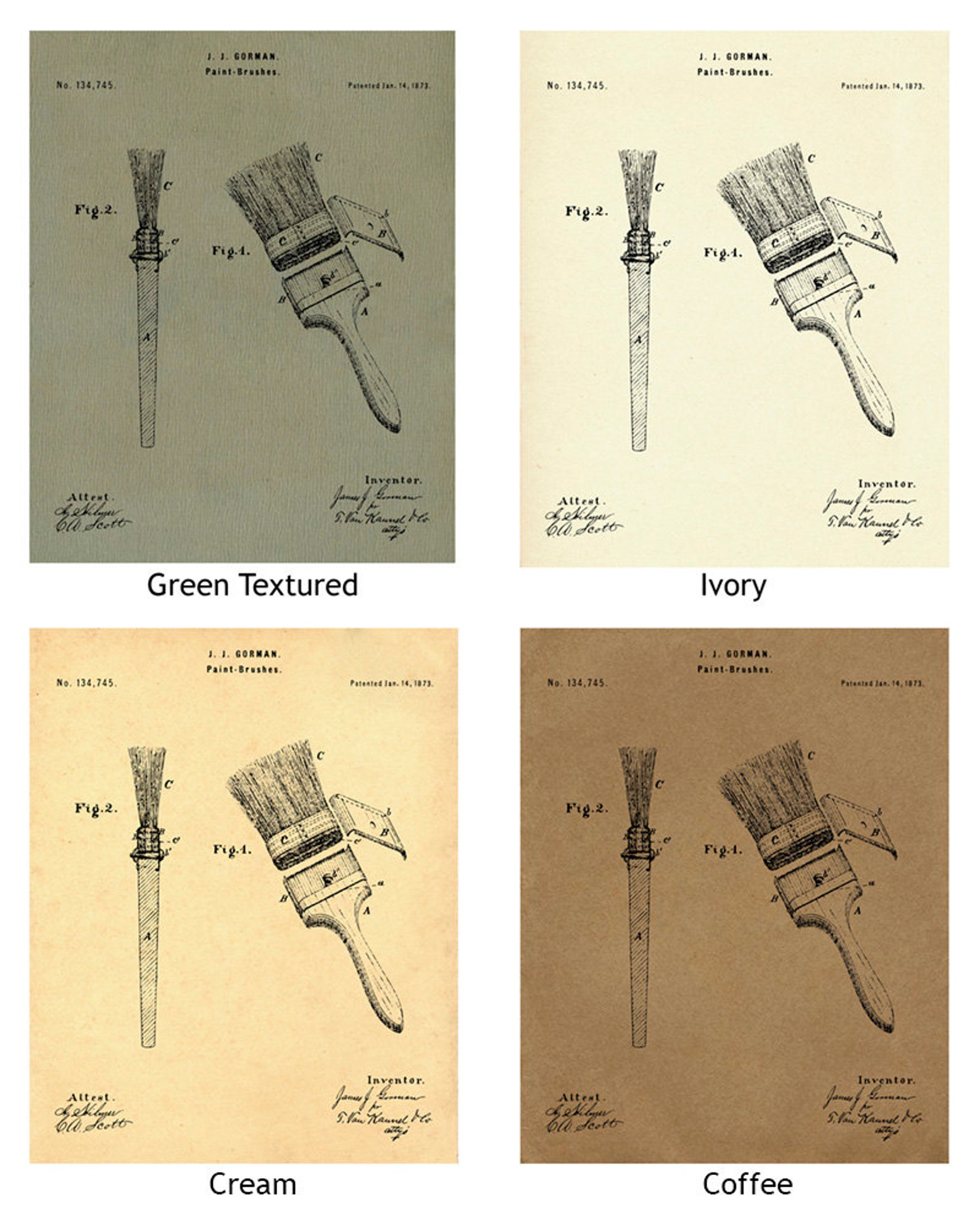 Paint Brushes Patent Print 1873 Poster Wall Art Etsy