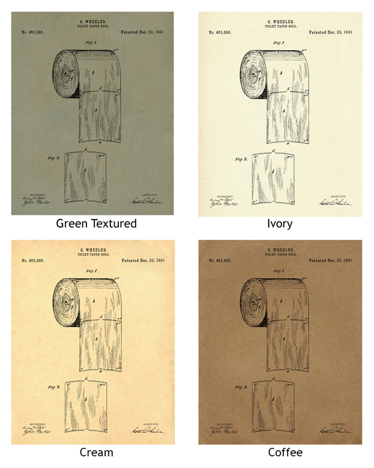 Toilet Paper Roll Patent Print 1891 Poster Wall Art Etsy