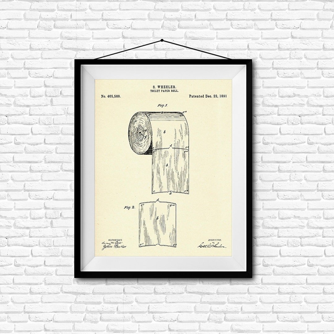 Toilet Paper Roll Patent Print- 1891 - Poster Wall Art Illustration ...