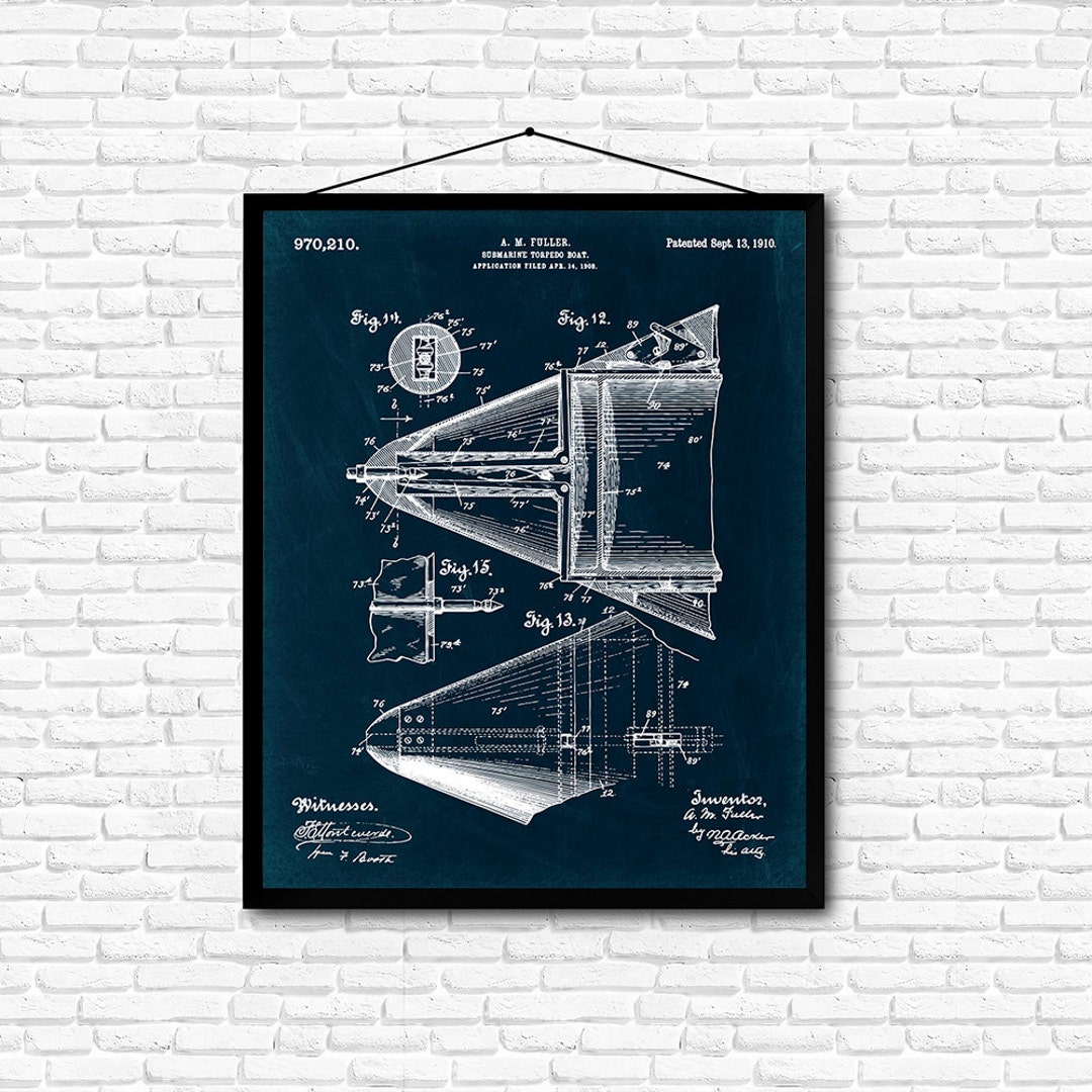 Submarine Torpedo Boat 06 Patent Print - 1910 - Poster Wall Art ...