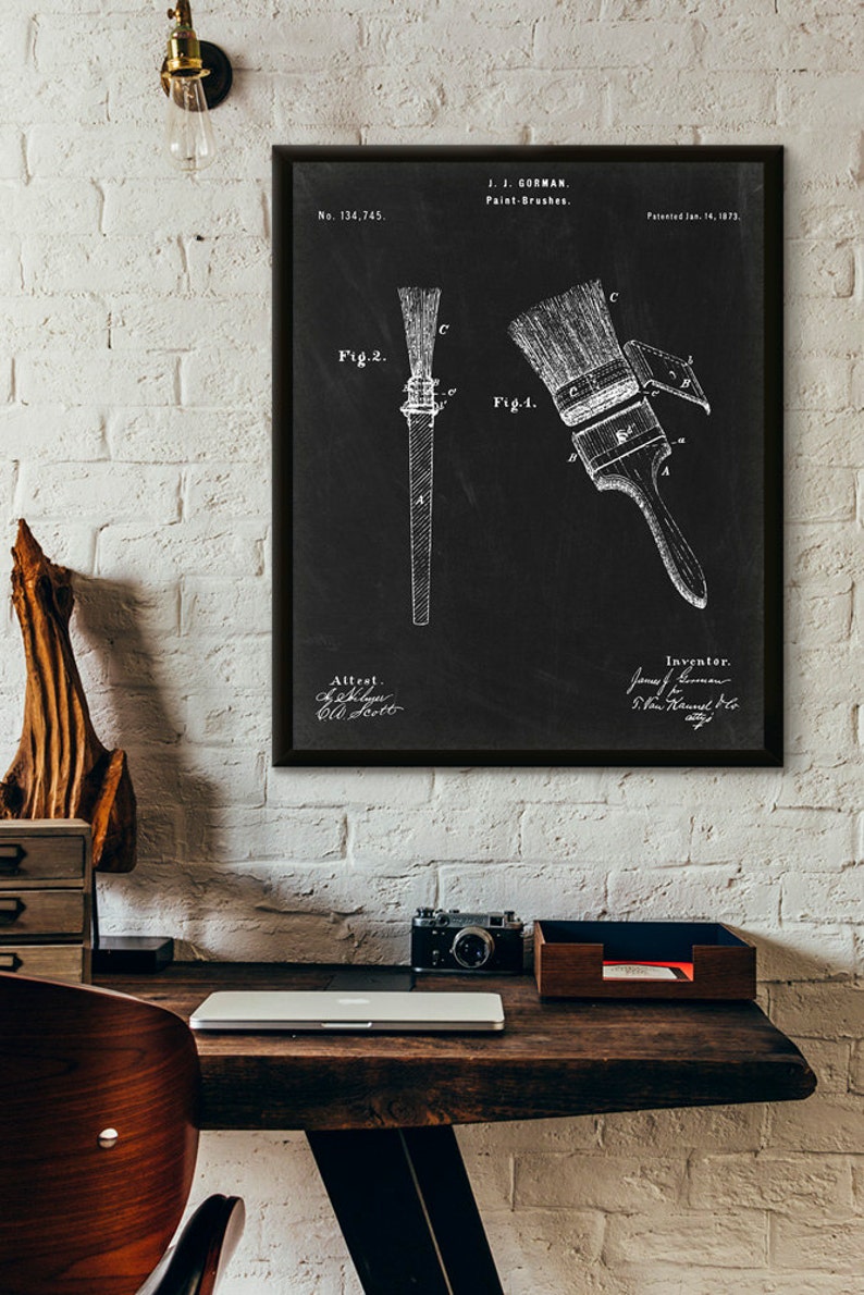 Paint Brushes Patent Print 1873 Poster Wall Art Etsy