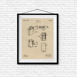 Pocket Lighter Patent Print- 1936 - Poster Wall art Illustration Print Art Home Decor Gift Vintage Patent - SKU 0077
