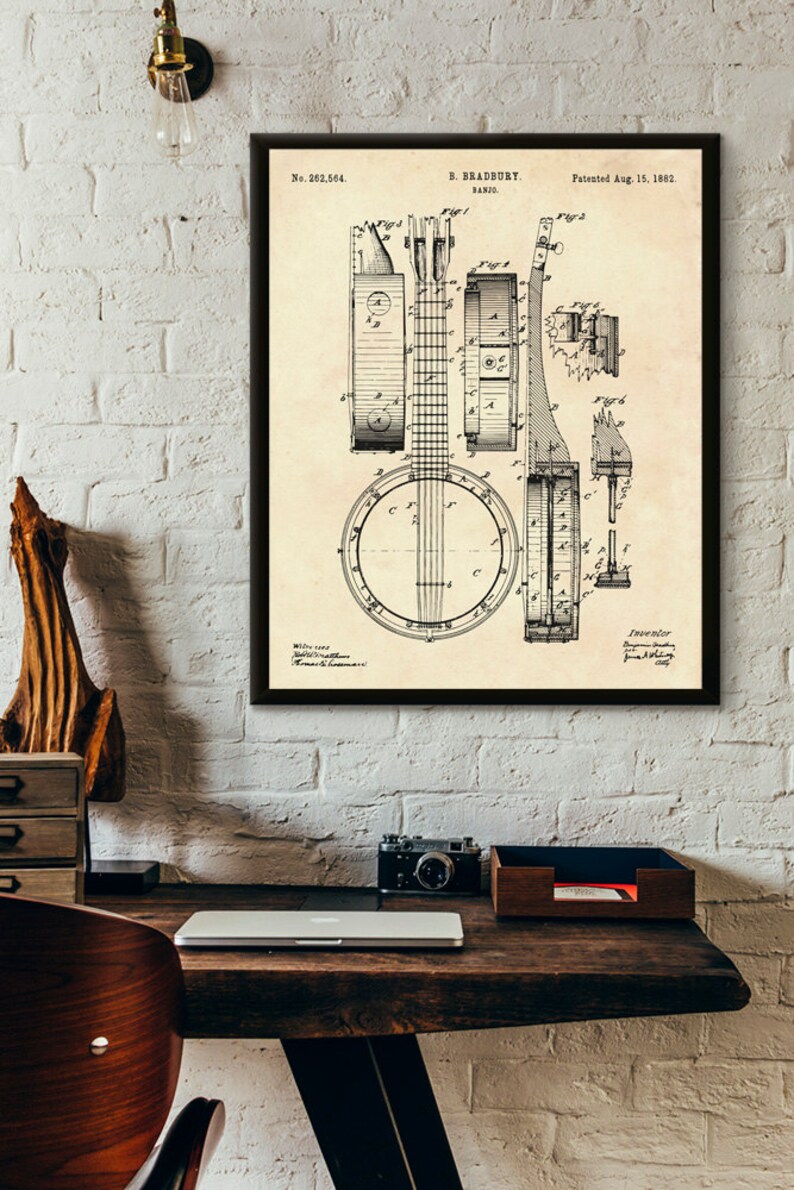 Banjo - 1882 - Poster Wall Art Illustration Print Art Home Decor Gift ...
