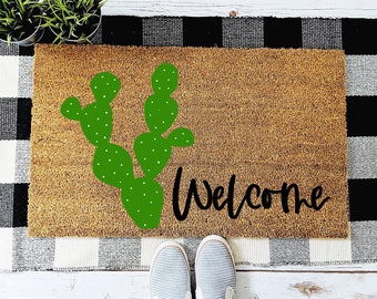 Cactus Doormat, Welcome Mat, Cactus Plant Decor, Housewarming Gift, Gift for Plant Lover