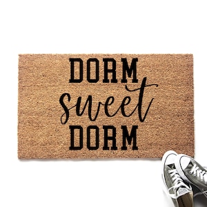 Dorm Sweet Dorm Doormat College Welcome Mat College Room Decor Personalized Gift Back to School Gift image 1