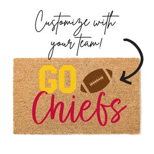 Custom Football Team Name Door Mat, Welcome Mat for Sports Fan, Football Doormat, Football and Sports Gifts, Team Spirit Front Porch Decor