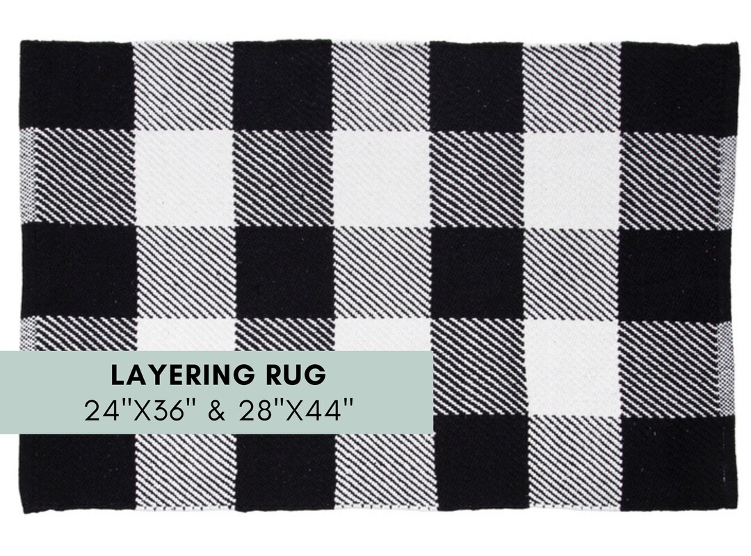 Checkered Rug for Layering Doormat, Woven Buffalo Check Plaid Rug ...