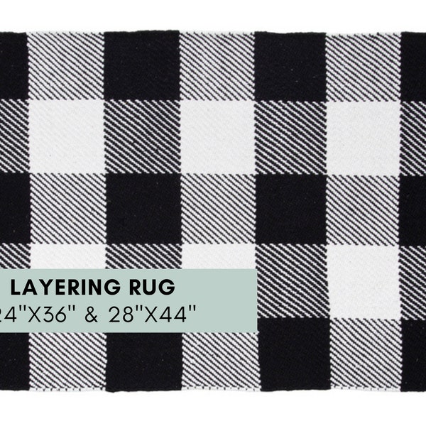 Checkered Rug for Layering Doormat, Woven Buffalo Check Plaid Rug, Farmhouse Decor, Layered Welcome Mat