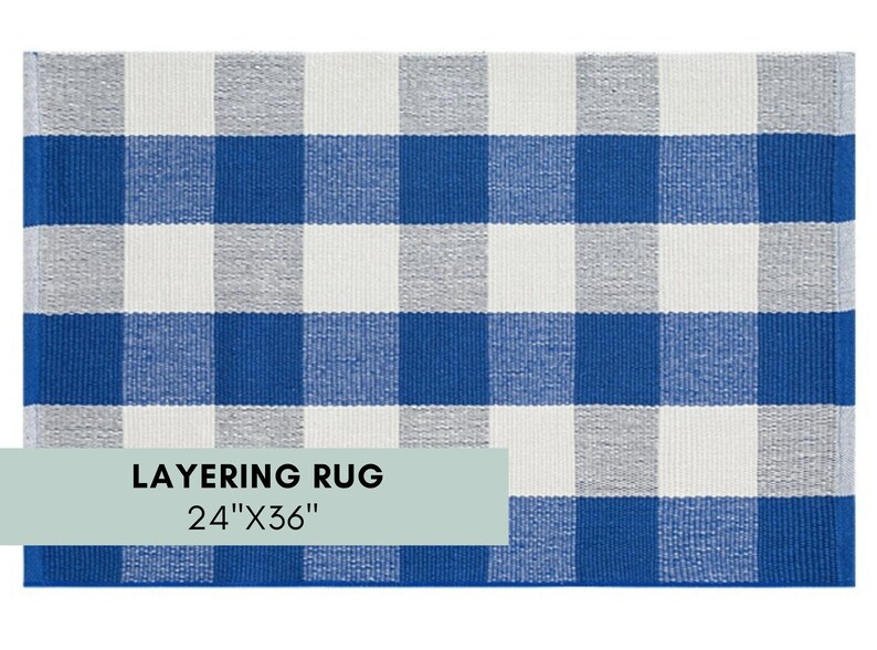 Blue and White Buffalo Check Rug for Layering Rug Woven Etsy