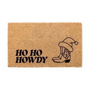 Howdy Christmas Door Mat, Western Santa Welcome Mat, Funny Doormat, Winter Decor, Christmas Decor, Holiday Doormat, Cowboy Decor