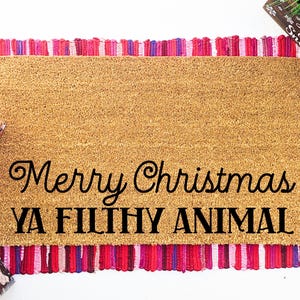 Filthy Animal Doormat, Funny Christmas Door Mat, Funny Holiday Welcome Mat, Merry Christmas Doormat, Christmas Front Porch Outdoor Decor