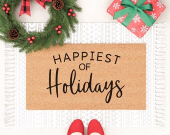 Christmas Doormat – Happiest of Holidays Entryway Mat