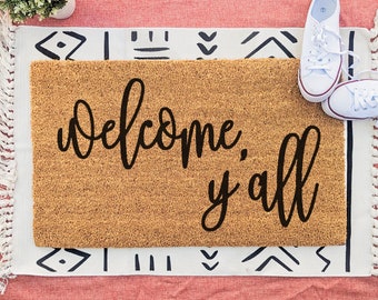 Welcome Y'all Doormat | Welcome Door Mat | Sassy Doormat | Southern Farmhouse Decor |