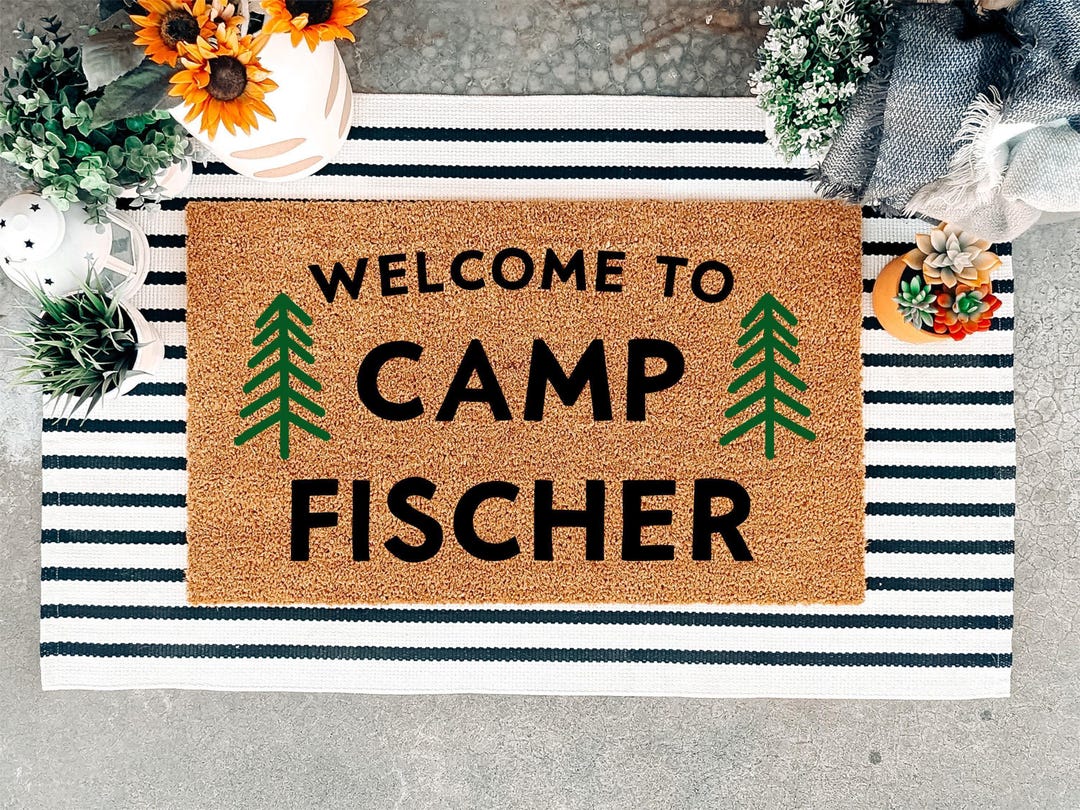 Custom Camper Door Mat, Campsite Welcome Mat, RV Camper Decor, Custom ...