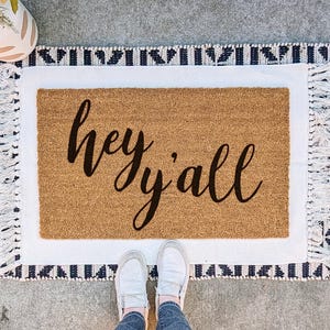 Hey Y&#39;all Doormat | Welcome Doormat | Housewarming Gift | Sassy Doormat | Southern Decor | Farmhouse Decor  |