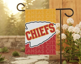 Kansas City Football Double Sided Garden Flag, Sports Yard Sign, Custom Sports Yard Flag, Porch Decor