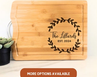 Custom Cutting Board Personalized Engraved Wedding Gift, Bamboo Charcuterie Board, Housewarming Closing Gift Idea, Anniversary Gift