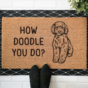How Doodle You Do Doormat – Funny Labradoodle Welcome Mat, Cute Dog Lover Gift, Entryway Decor for Doodle Owners, Goldendoodle Gift
