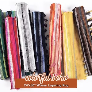Colorful Boho Rugs, Woven Outdoor Rug, Layering Rug, Boho Decor, Fringe Accent Rug image 1