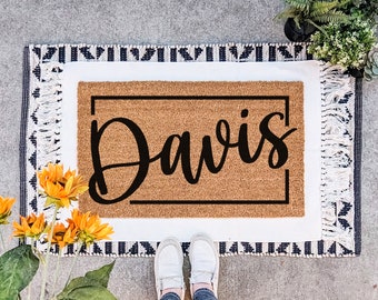 Personalized Name Doormat, Custom Welcome Mat, Outdoor Front Door Mat, Engagement Wedding Gift, Realtor Housewarming Gift, Personalized Gift