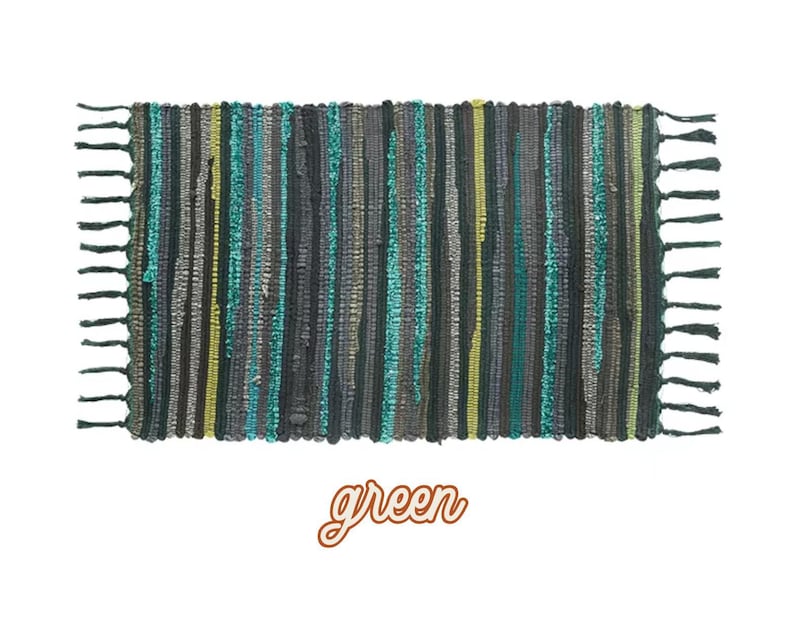 Colorful Boho Rugs, Woven Outdoor Rug, Layering Rug, Boho Decor, Fringe Accent Rug Green