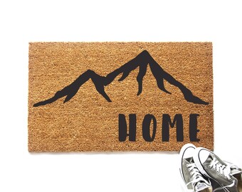 Mountain Doormat | Welcome Mat | Home Doormat | Rustic Cabin Decor | Mountain Decor | Housewarming Gift | Custom Doormat |
