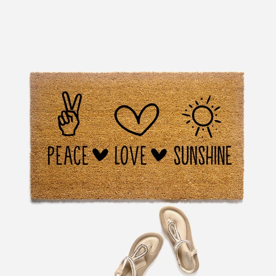Zerbino Peace Love Sunshine, tappetino di benvenuto estivo, regalo di  inaugurazione della casa, simpatico zerbino -  Italia