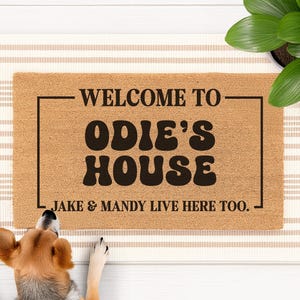 Custom Dog Doormat – Welcome to Pet&#39;s House Welcome Mat, Personalized Doormat for Pet Owners, Funny Pet Gift, Indoor Outdoor Mat