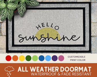 Hello Sunshine All Weather Doormat, Cute Summer Welcome Mat, Housewarming Gift, Birthday Gift, Front Door Decor, Outdoor Door Mat