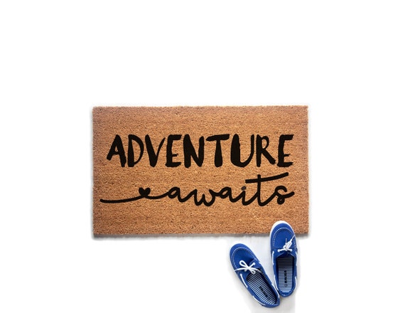Adventure Awaits Doormat Welcome Mat Housewarming Gift Etsy