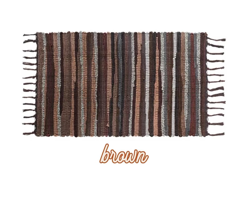 Colorful Boho Rugs, Woven Outdoor Rug, Layering Rug, Boho Decor, Fringe Accent Rug Brown