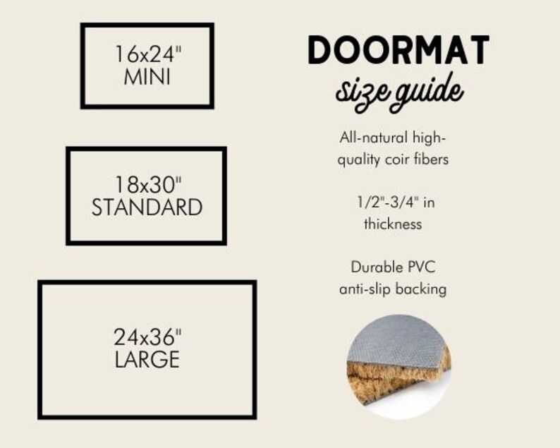 a diagram of a doormat size guide